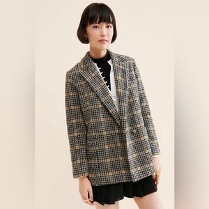 Hutch Black and Tan Fuzzy Houndstooth Blazer